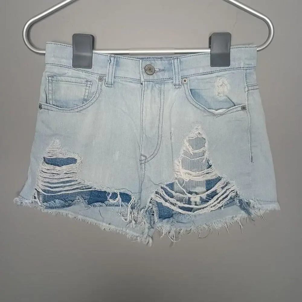 Express blue denim shorts with